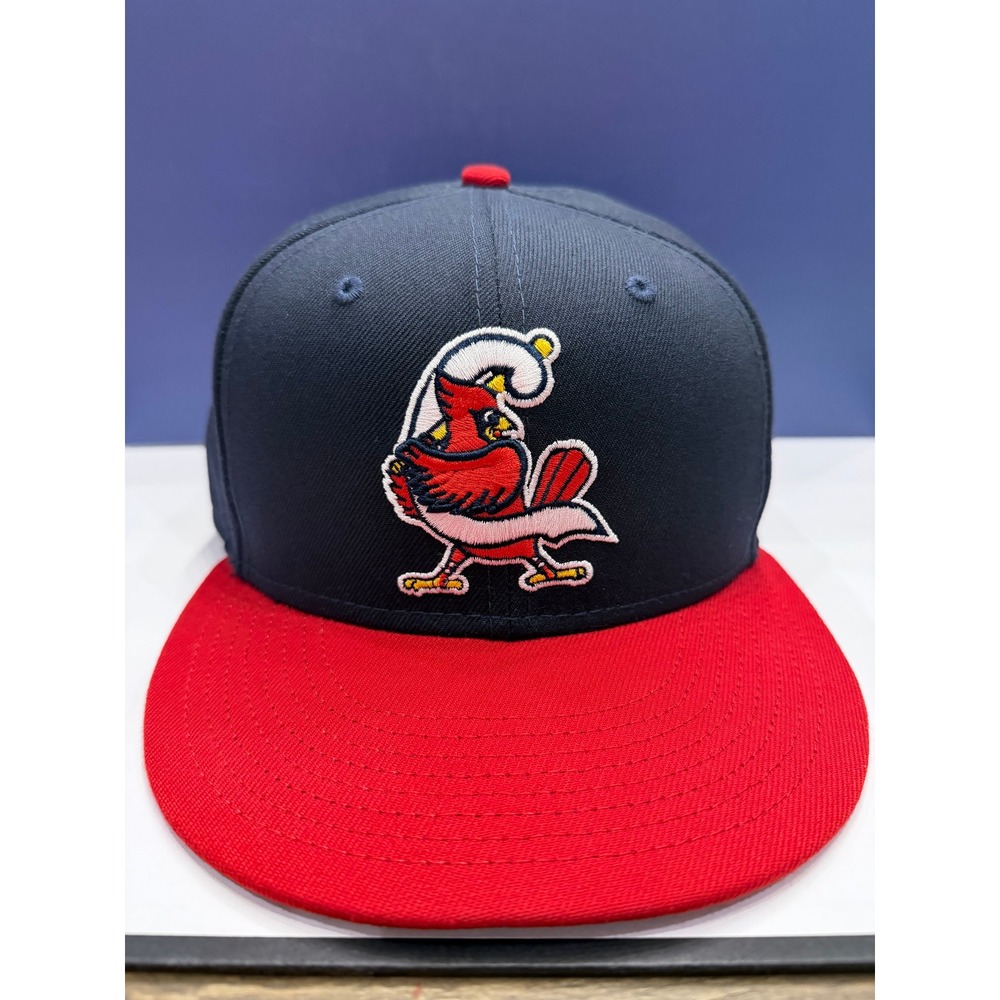 New Era 59FIFTY Memphis Redbirds Hat Mens 7 3/8 Navy Blue Red MiLB Fitted Cap